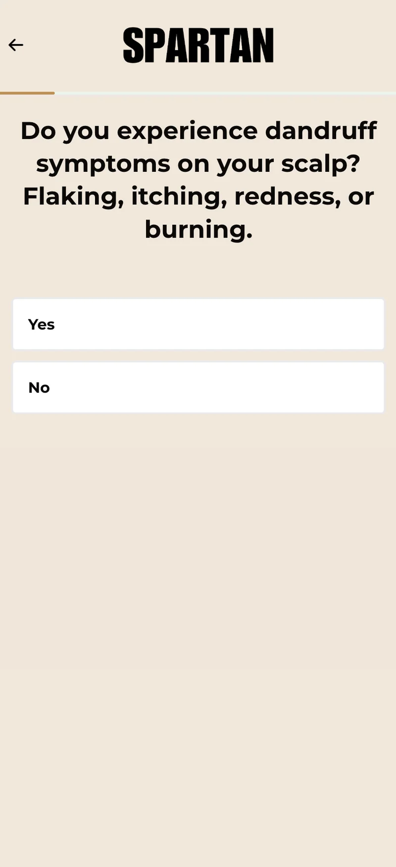 Spartan quiz step 3 — dandruff symptoms