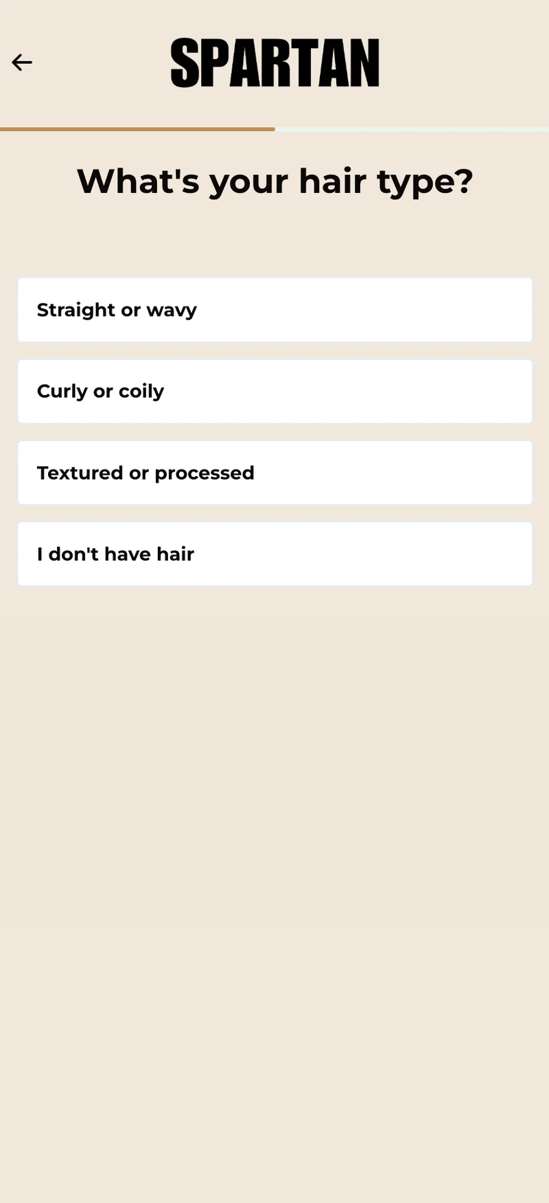 Spartan quiz step 8 — hair type