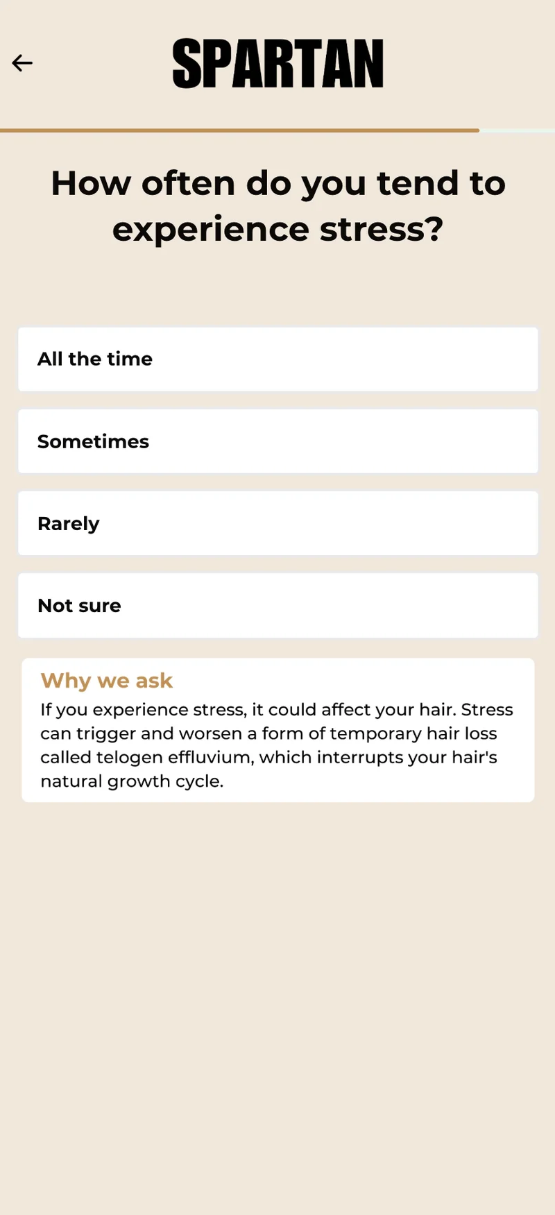 Spartan quiz step 13 — stress level