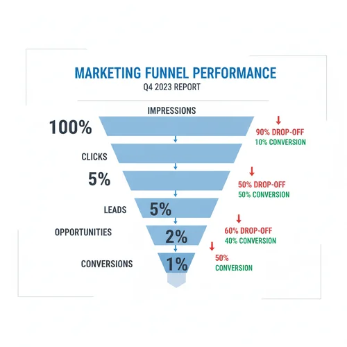 Funnel chart showing quiz drop-off rates at each step