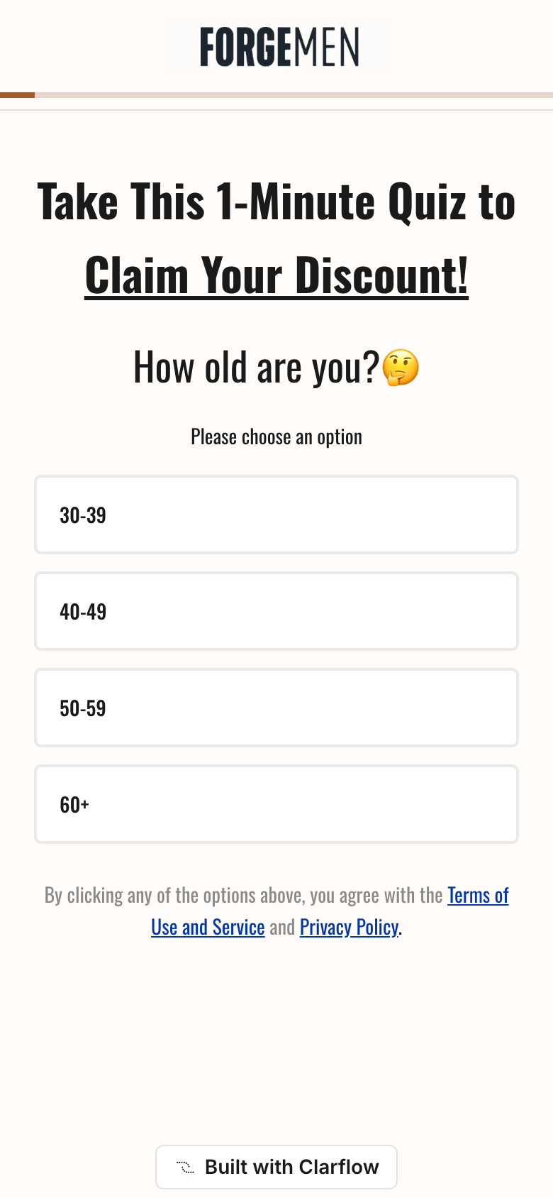 Forge Men quiz funnel landing page